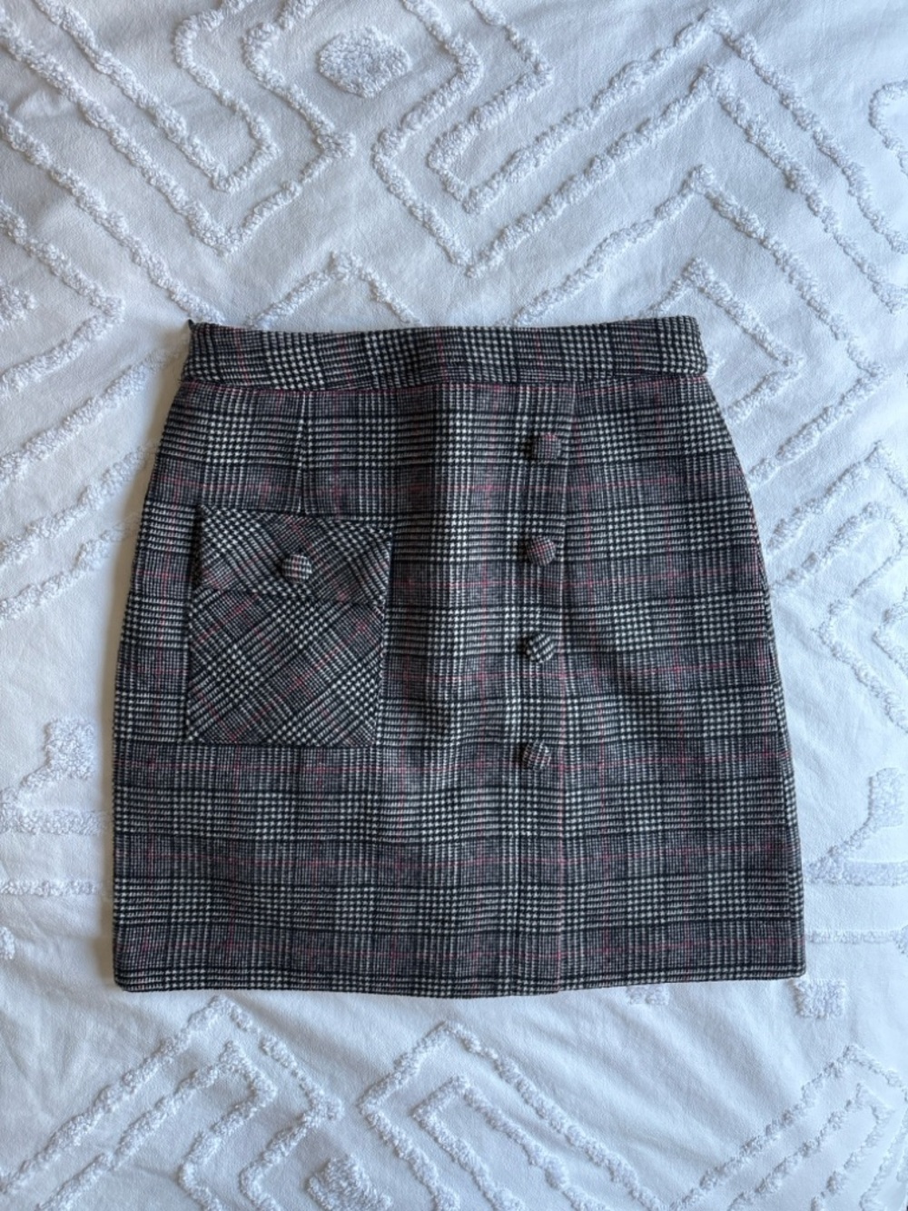 Theory Wool Blended Plaid Button-Front Pencil Skirt
